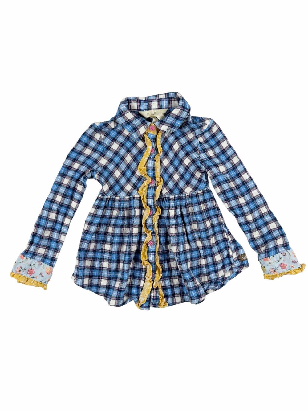 Matilda Jane Make Believe Floating Away Plaid Tunic Top Girls Size 6